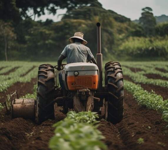 tractor tilling land